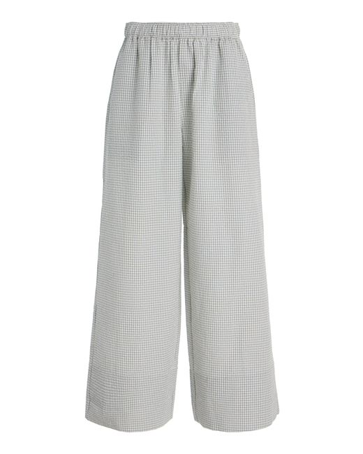 ELCE White Exclusive Riviera Daphne Checked Cotton-Blend Pants