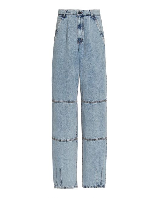 The Mannei Barga Acid-washed Rigid High-rise Tapered Jeans in Blue