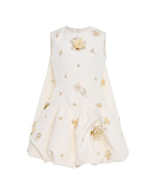 Oscar de la Renta Embellished Bubble-Hem Silk Mini Dress in White | Lyst