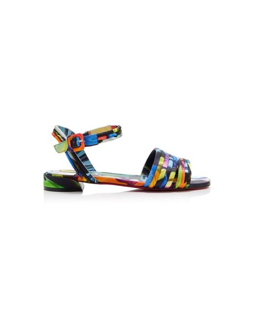 Christian Louboutin Blue Exclusive Riviera Sweet Disco Jane Printed Satin Sandals