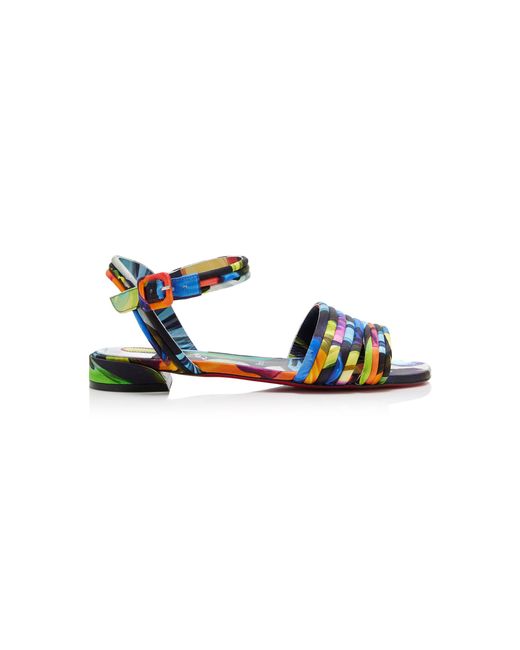 Christian Louboutin Blue Exclusive Riviera Sweet Disco Jane Printed Satin Sandals