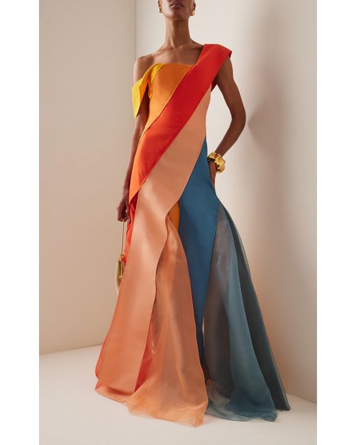 Rosie Assoulin Orange Plot Twist Silk Gown