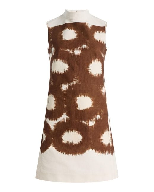 Prada Brown Printed Cotton-Canvas Mini Dress