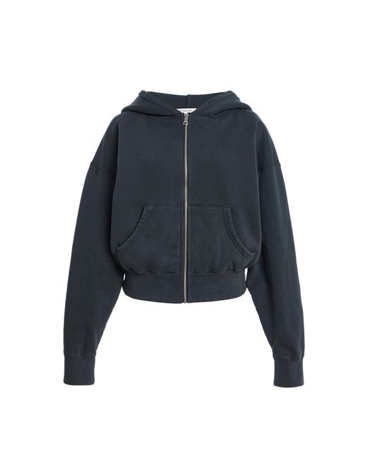 SLVRLAKE Denim Blue Cotton Zip Hoodie