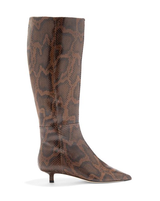 Aeyde Brown Sabrina Snake-Effect Leather Knee Boots