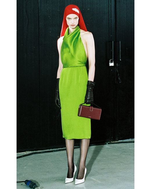 Magda Butrym Open Back Silk Halter Midi Dress in Green Lyst