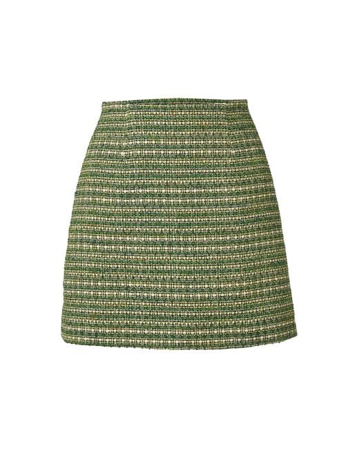 Carolina Herrera Green High-Rise Cotton-Blend Tweed Mini Skirt