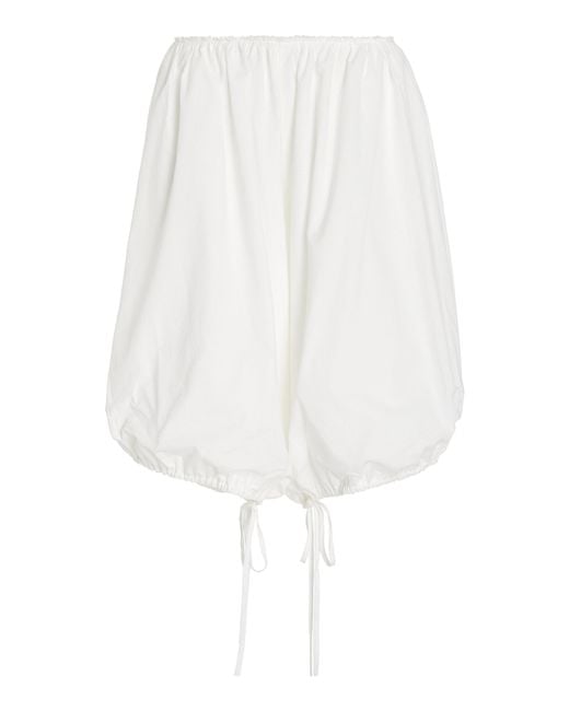 Colleen Allen White Gathered Cotton Bloomer Shorts