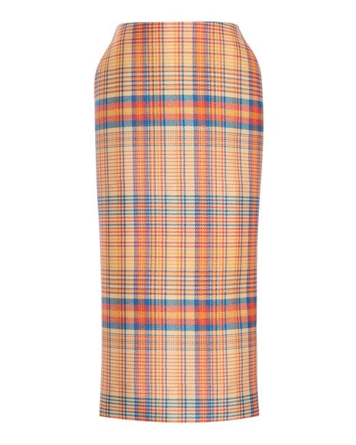 Brandon Maxwell Orange The Mercer Wool-Blend Pencil Skirt