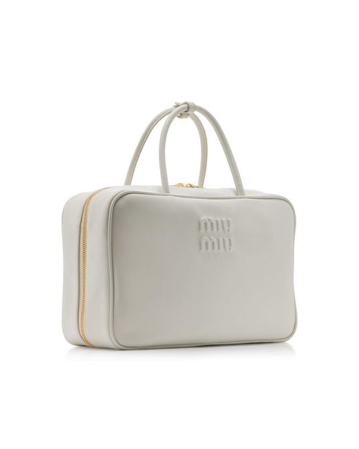 Miu Miu Gray Leather Top Handle Bag