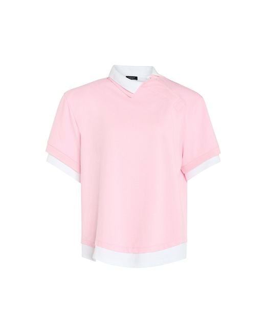 A.W.A.K.E. MODE Pink Cotton Double-Collar Rugby Top With Shoulder Pads