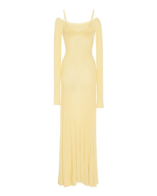 Jacquemus Yellow Off-the-shoulder Jersey Maxi Dress