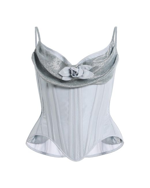 Wiederhoeft Blue Exclusive Silk Taffeta Corset Top