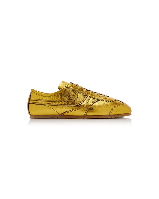 Dries Van Noten Yellow Metallic Leather Sneakers