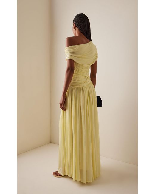 Jonathan Simkhai Yellow Rhiannon Ruched Midi Dress