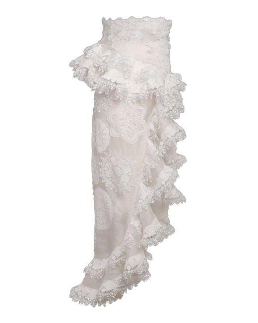 Zimmermann White Matchmaker Doily Asymmetric Linen-silk Skirt for men