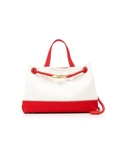 Bottega Veneta Red Andiamo Canvas Tote Bag
