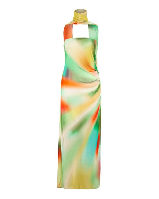 Siedres Multicolor Misty Tie-neck Strapless Printed-jersey Midi Dress