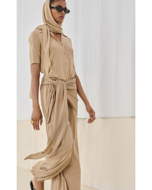 By Malene Birger Natural Piscata Knit Wide-Leg Pants