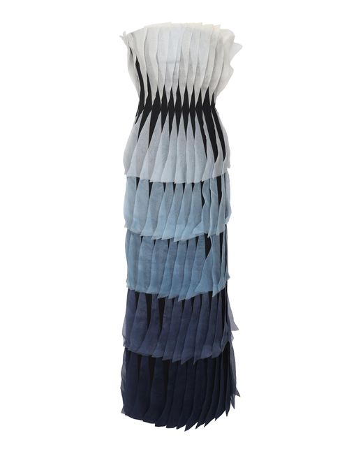 Chorus Blue Exclusive Phyllis Pleated Silk-Blend Organza Maxi Dress