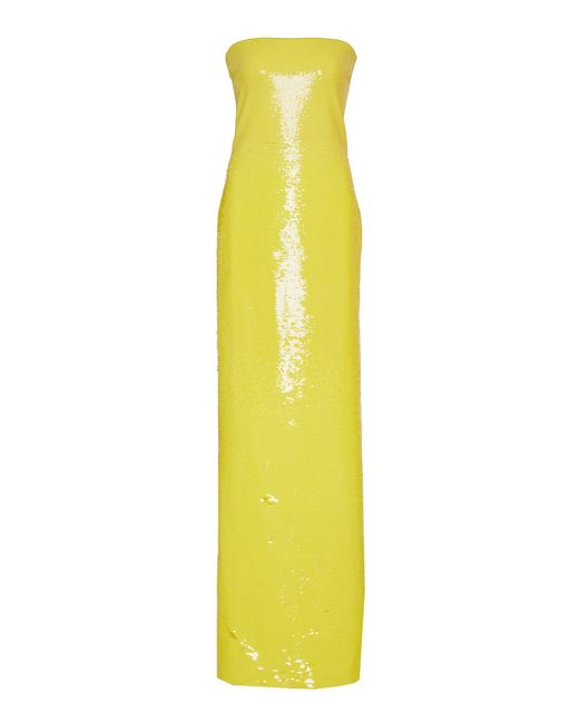 Ralph Lauren Yellow Landis Sequined Tulle Dress