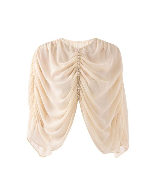 The New Arrivals Ilkyaz Ozel Natural Nour Crystal Chiffon Cape Top