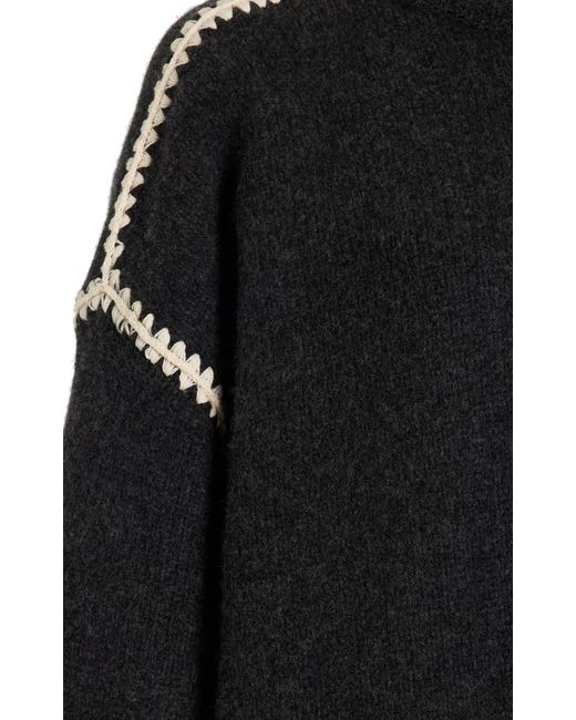 Totême  Black Embroidered Wool-cashmere Sweater