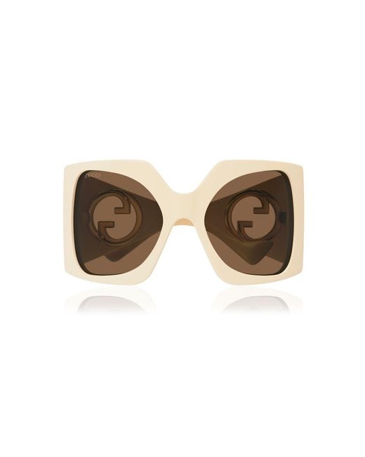 Gucci White Blondie GG Oversized Square-frame Acetate Sunglasses