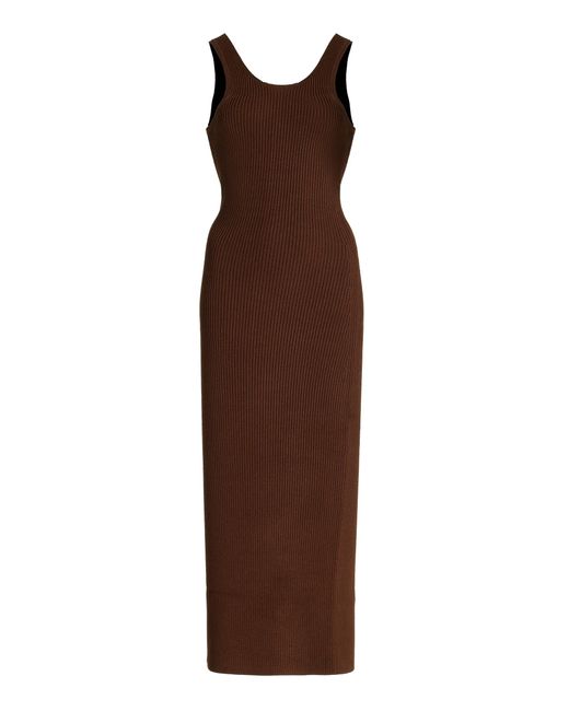 Totême Ribbed-knit Midi Tank Dress in Brown | Lyst UK