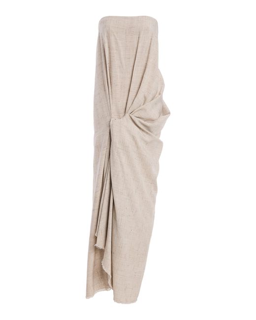 Atelier Prabal Gurung Natural Hand-Draped Knotted Sari Dress