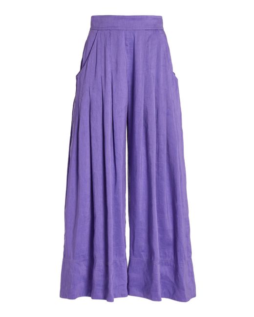 Aje. Purple Equinox Pleated Linen-silk Wide-leg Pants