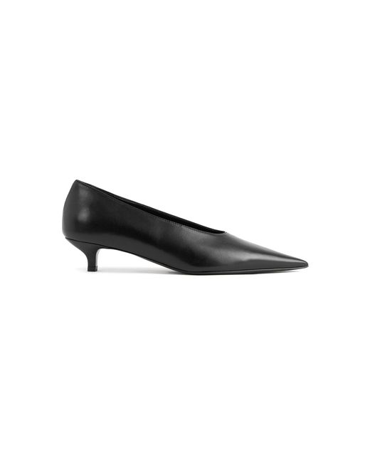 Totême  Black Sharp Leather Kitten-Heel Pumps