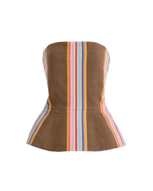 Marrakshi Life Brown Exclusive La Isla The Striped Cotton Corset Top