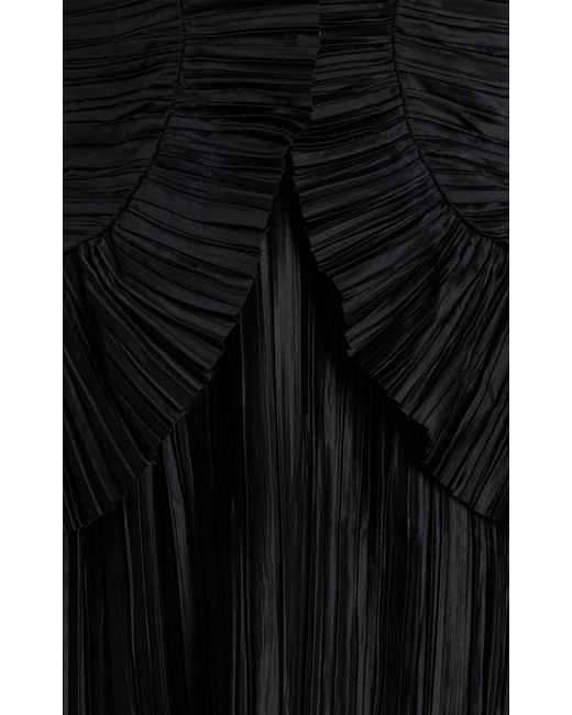 Cult Gaia Black Charlique Strapless Plisse-satin Mini Dress