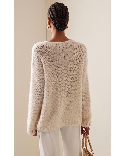 The Row White Eryna Hand-knit Alpaca-silk Sweater