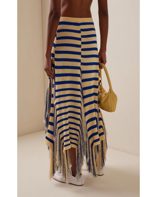 Proenza Schouler Blue Yves Fringed Cotton-Blend Knit Maxi Skirt
