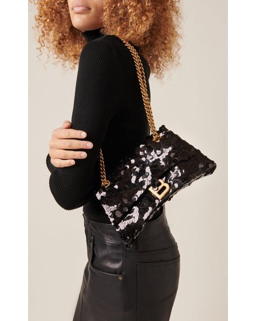 Balenciaga Black Crush Sequin Small Shoulder Bag