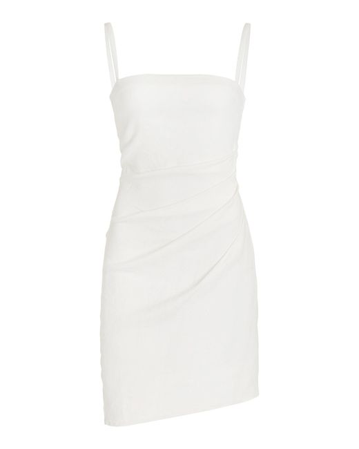 Anemos White The Nadege Draped Linen-blend Mini Dress