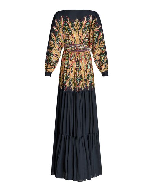 Etro White Belted Printed-crepe Maxi Dress