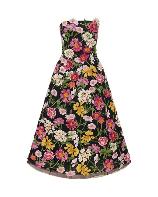 LEO LIN White Floria Embroidered Midi Dress