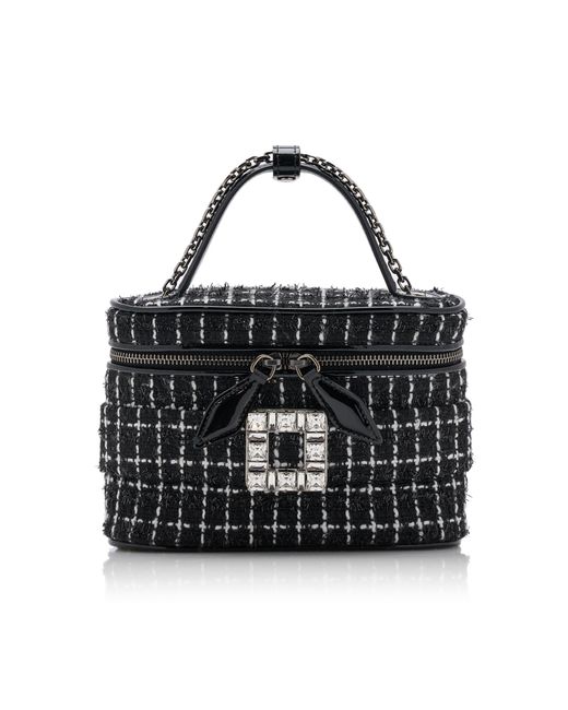 Roger Vivier Black Crystal-buckle Tweed Vanity Micro Bag