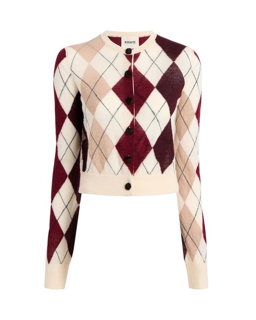Khaite Pink Charli Argyle-Knit Cashmere-Blend Cardigan