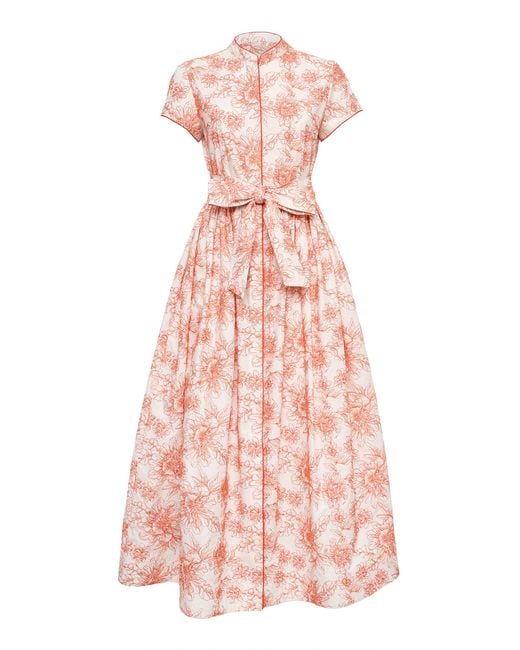 Loretta Caponi Pink Camaiore Floral Midi Dress