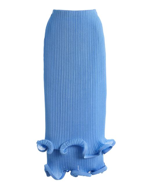 Carolina Herrera Blue Ruffled-Peplum Viscose Midi Skirt Midi Skirt