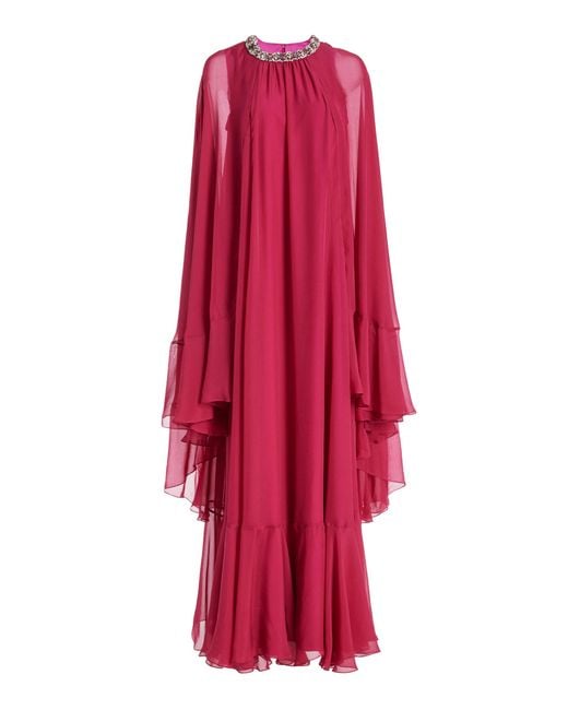 Miss Sohee Red Exclusive Embellished Silk Caftan Dress