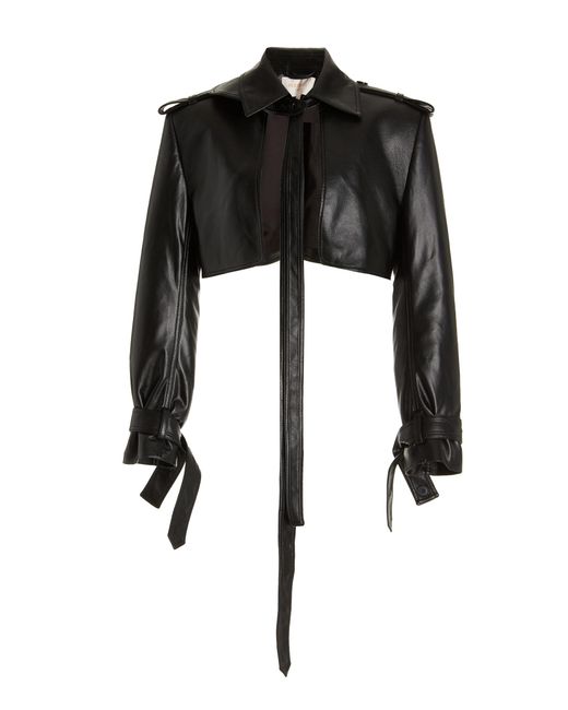 Matériel Black Cropped Eco-leather Jacket