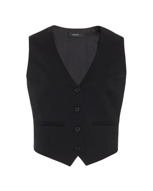 Wardrobe NYC Black Cropped Wool Vest