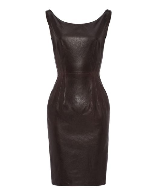 Magda Butrym Black Sleeveless Leather Midi Dress