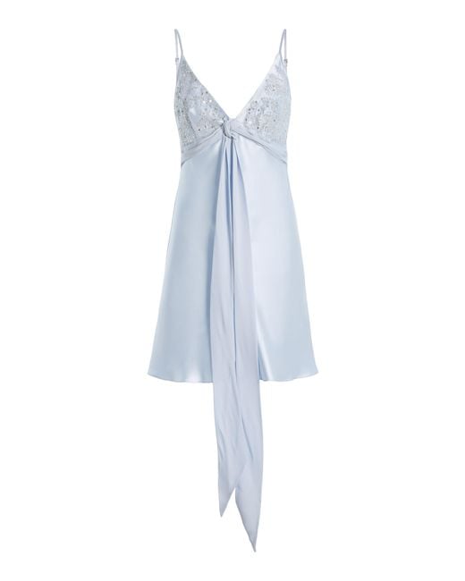 Wiederhoeft Blue Exclusive Bias Satin Mini Slip Dress