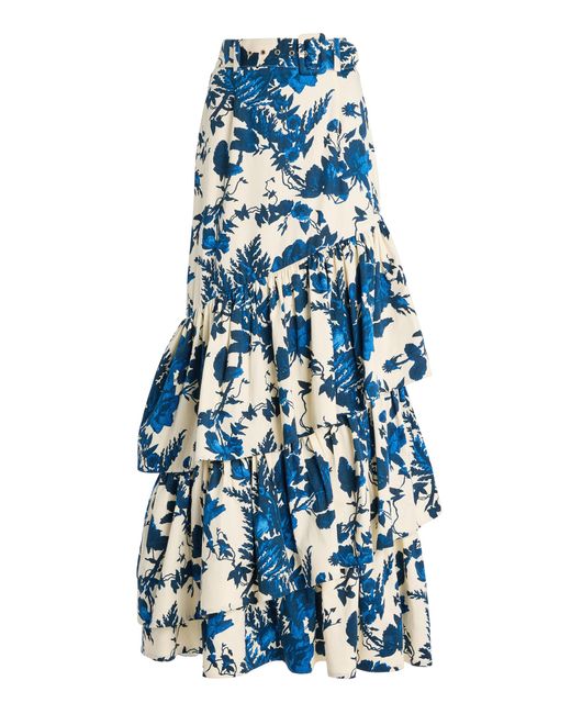 Cara Cara Blue Priya Rosehip-Printed Cotton Skirt